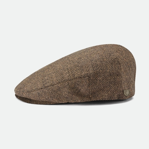 Brixton Other - Brixton Hooligan Men Snap Cap Herringbone Newsboy Brown/Khaki (Medium)  Driver